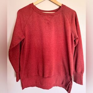 Maurices Small Rust Orange Crewneck Sweatshirt Side Slit Cozy Pullover